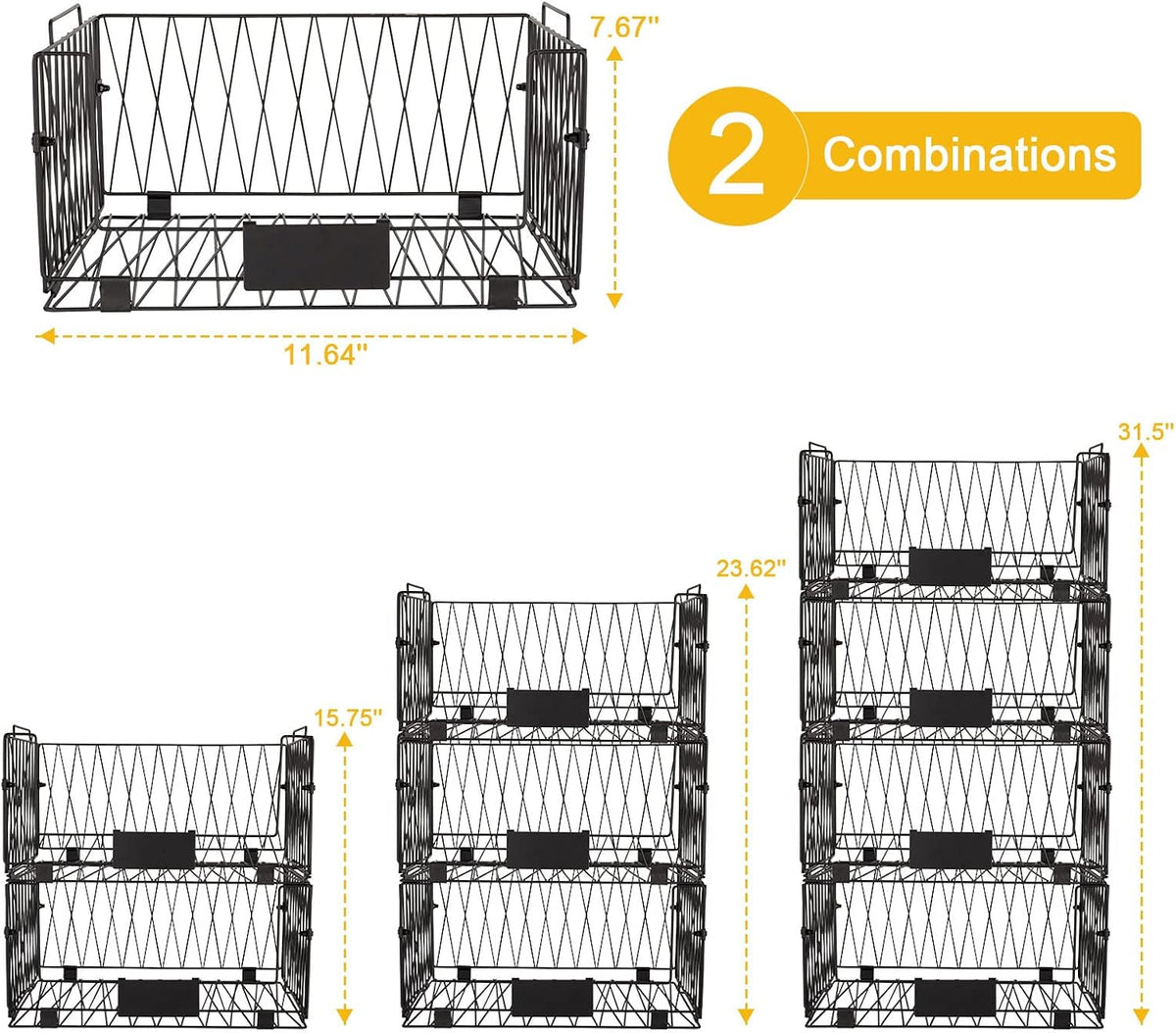 2‑Pack XXL Stackable Pantry Wire Baskets