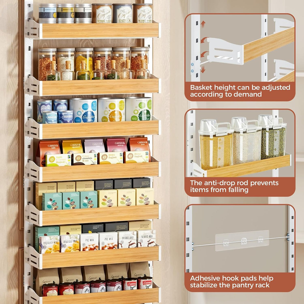 White 8‑Tier Over‑the‑Door Pantry Organizer