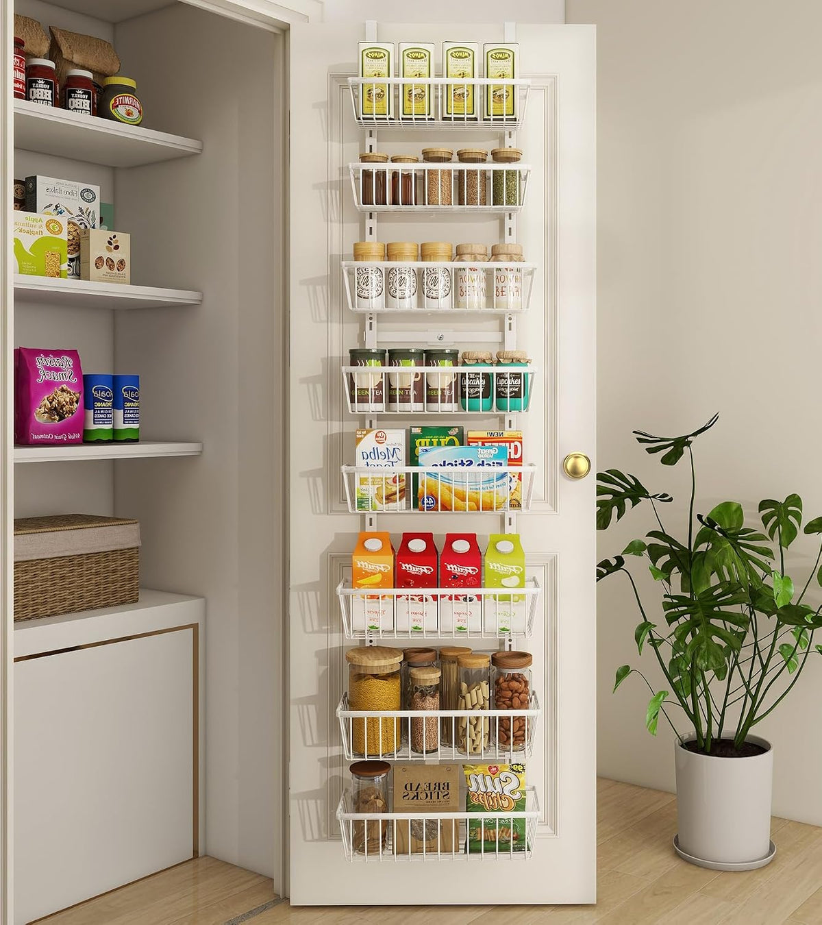 White 12‑Inch Narrow Over‑the‑Door Pantry Organizer