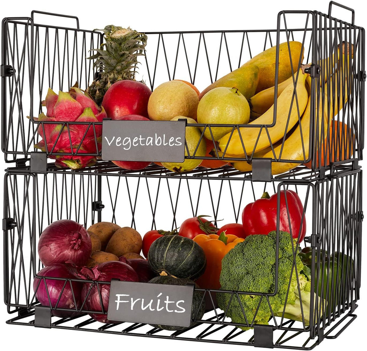 2‑Pack XXL Stackable Pantry Wire Baskets