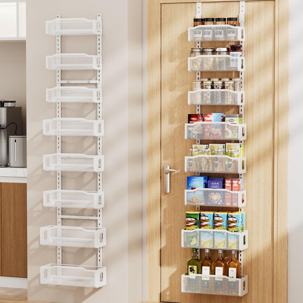 White 8‑Tier Narrow Over‑the‑Door Pantry Organizer