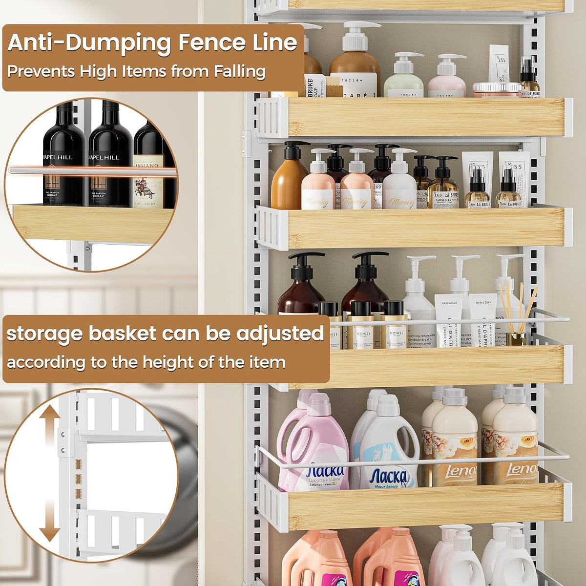 Black 8‑Tier 2‑in‑1 Over‑the‑Door Pantry Organizer