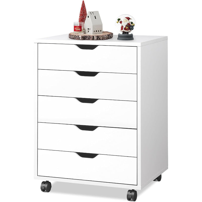 White Under‑Desk 5‑Drawer File Cabinet