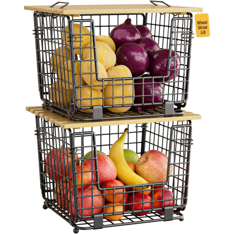 2‑Pack Stackable Pantry Storage Bins