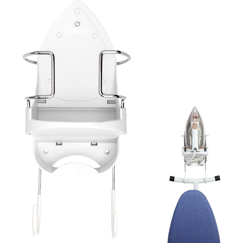 White Wall‑Mount Ironing Board Hanger