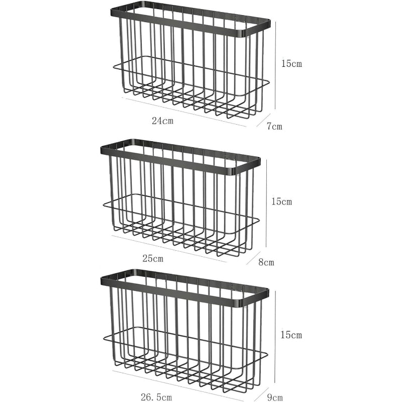 Black 3‑Pack Wall Mounted Storage Boxes