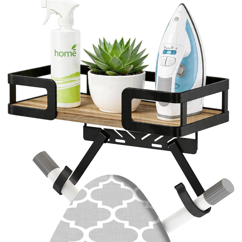 White Wall‑Mount Ironing Board Hanger